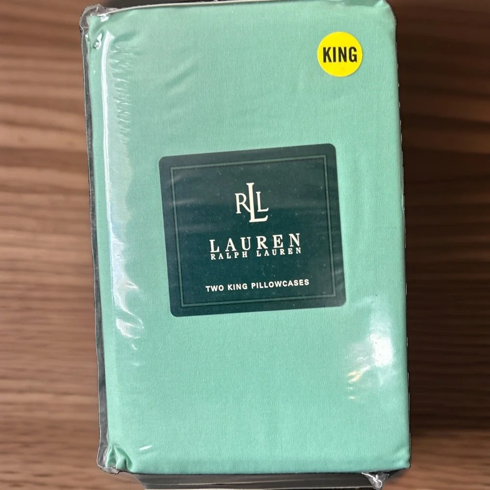Lauren Ralph Lauren Mineral (Green) King Size  Pillowcases New Old Stock Sealed